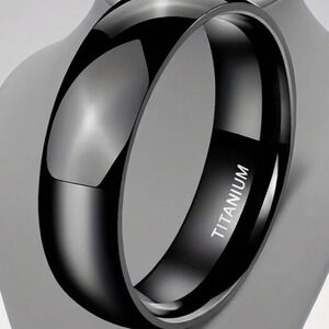 Titanium Ring Size 9 Black  6MM Black Unisex Ring Size 9 Titanium 1PC